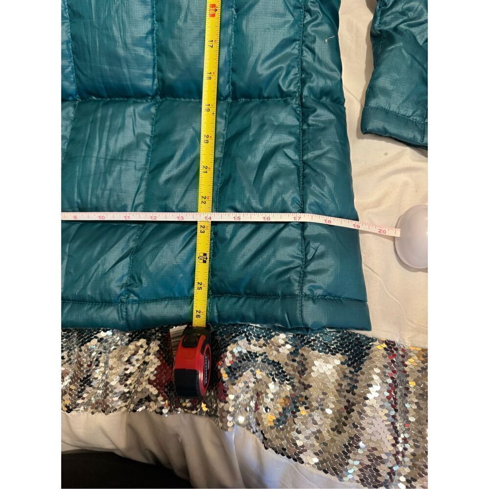 The north face shiny teal blue green 600M down hooded jacket/coat parka XS - Picture 8 of 12